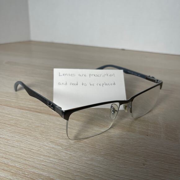Ray-Ban RB8411 2714 Eyeglasses Gray Frames Only Carbon Fiber DAMAGED 54-17-140 - Picture 1 of 9